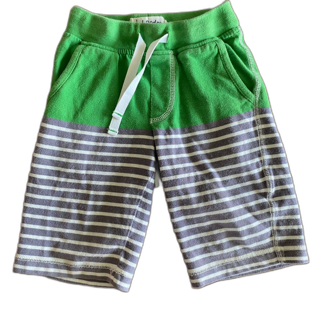 Mini Boden Green & Gray Striped Baggies Shorts Boys' 3Y